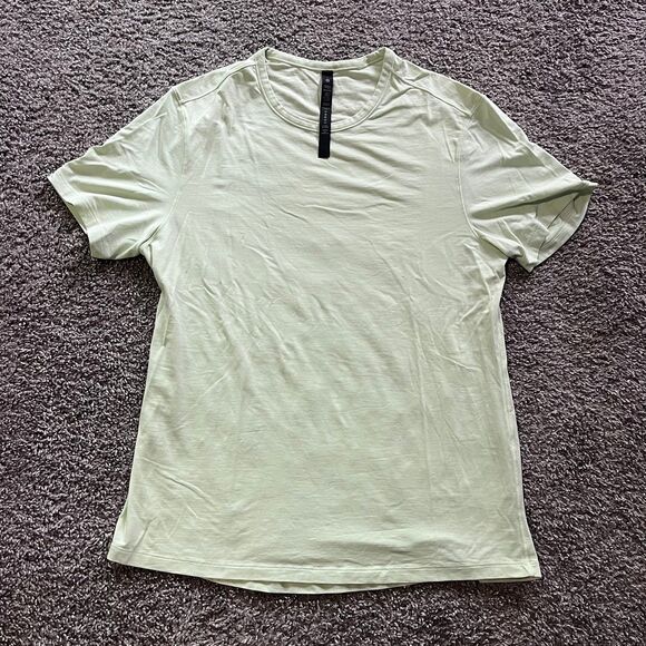 Lululemon 5 Year Basic Tee Shirt Kohlrabi Green Stretch Pima Cotton Men’s Sz L - Picture 1 of 6